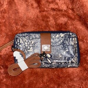 Sakroots Blue and Brown Clutch with Elegant Design
